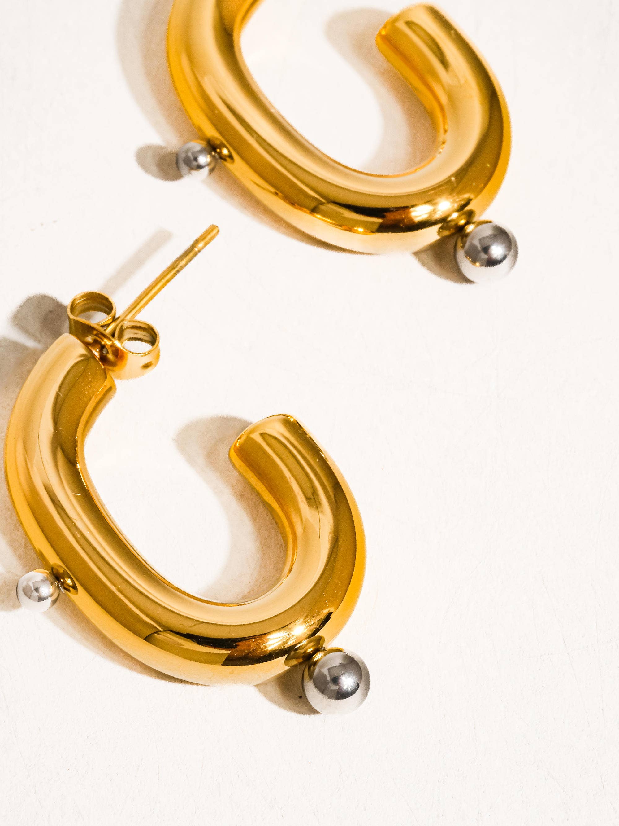 Two Toned C Hoop Earring