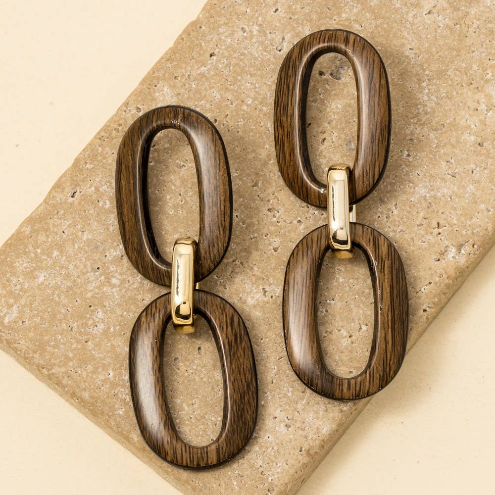 Wooden Ovals Dangle Earrings