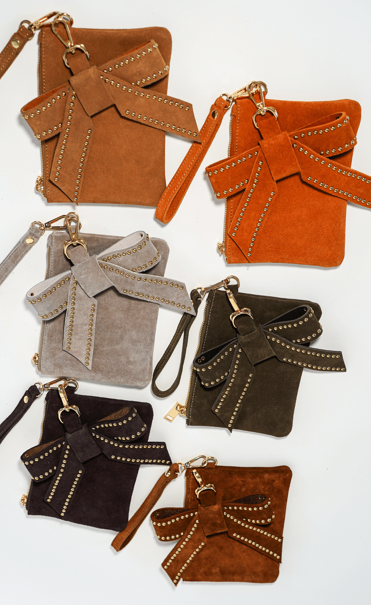Suede Wristlet with Removable Bow Charm