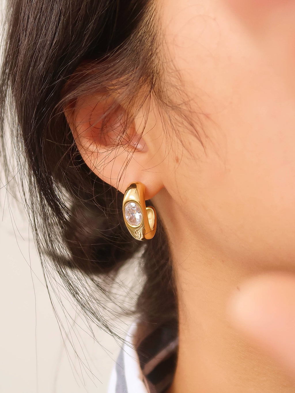 CZ Classic Hoop Earring