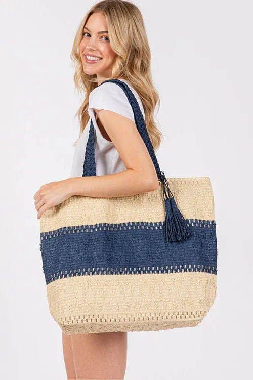 Two Tone Woven Tote Bag