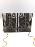 Hematite And Black Gatsby Beaded Clutch