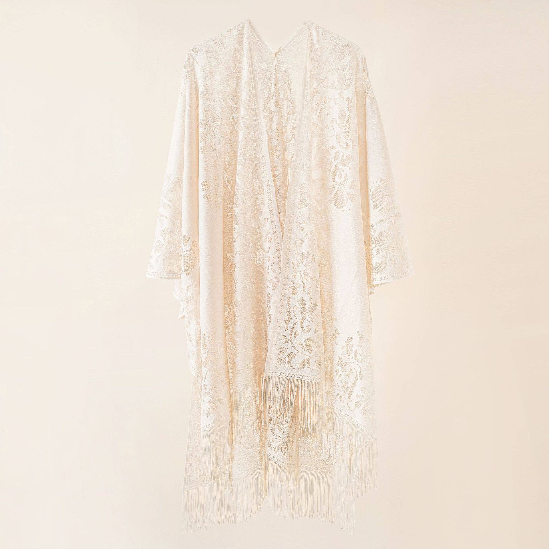 Floral Lace Fringe Kimono