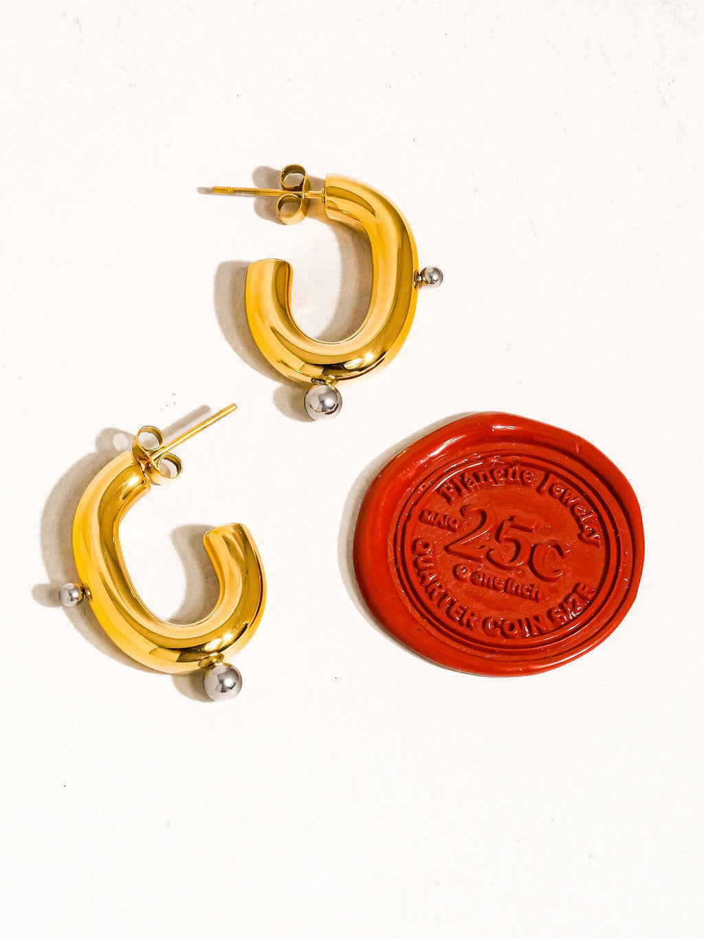 Two Toned C Hoop Earring