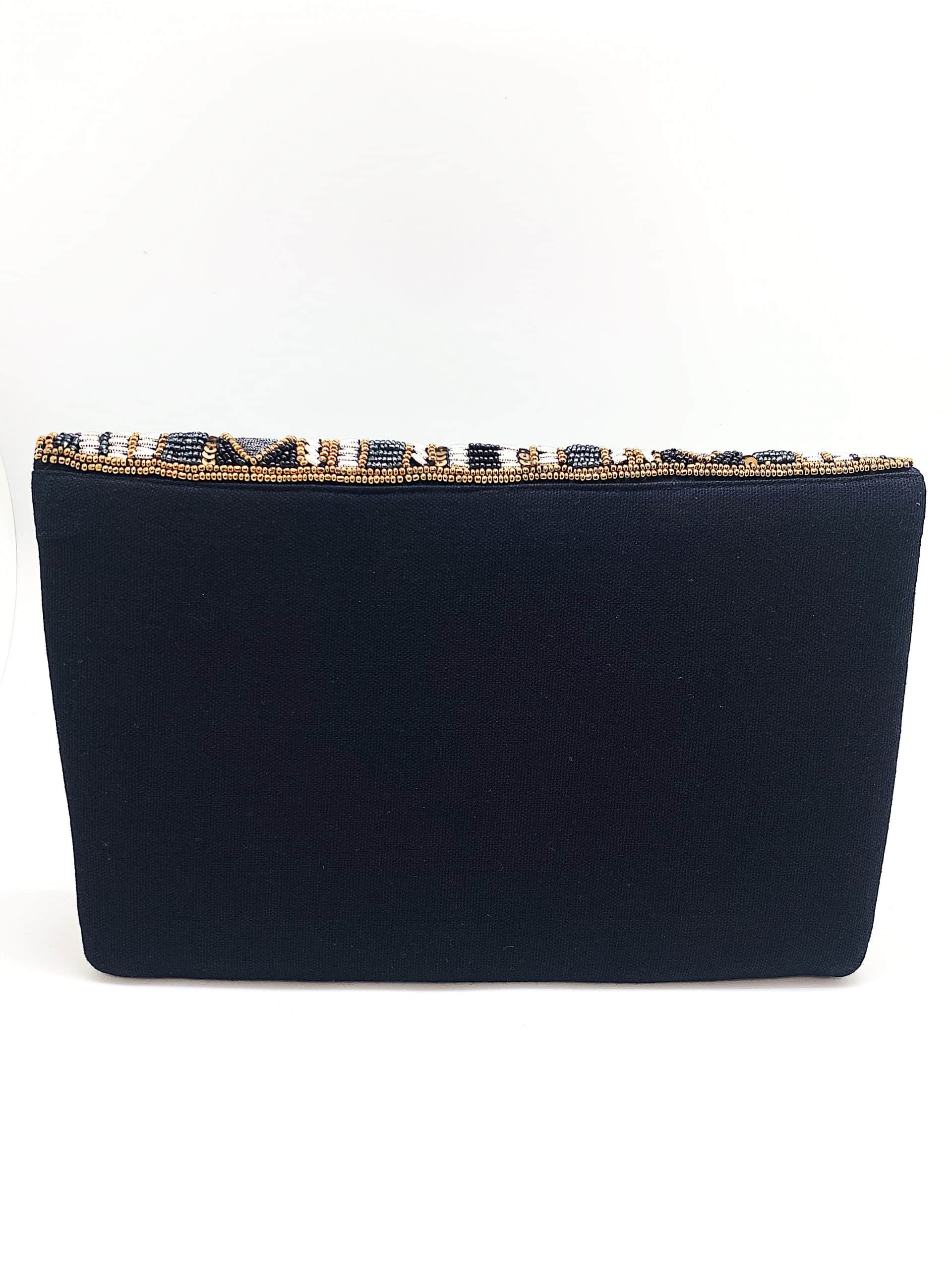 Hematite And Black Gatsby Beaded Clutch