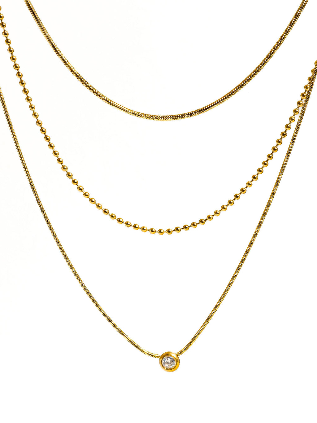Trilayer CZ Chain Necklace