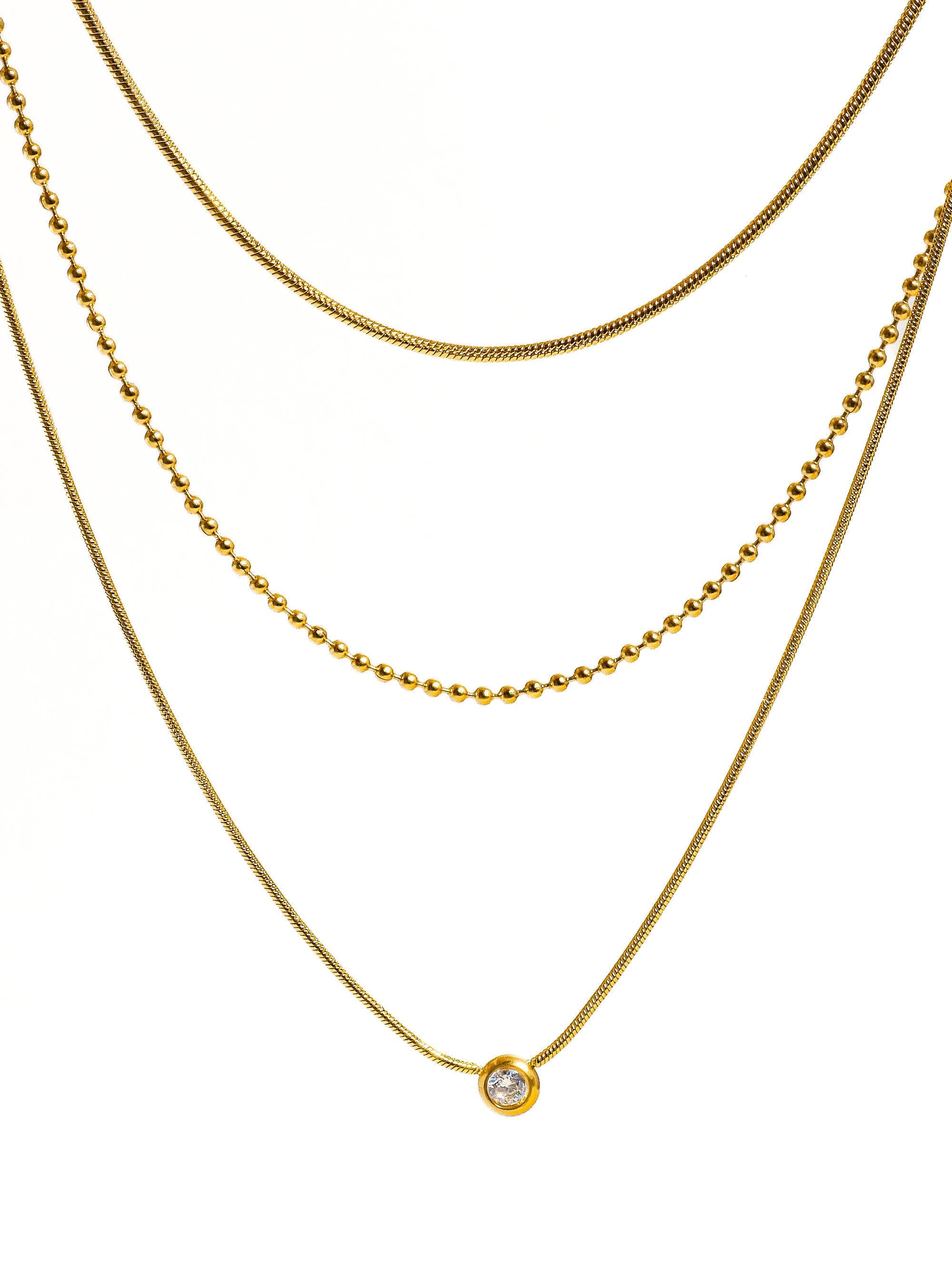 Trilayer CZ Chain Necklace