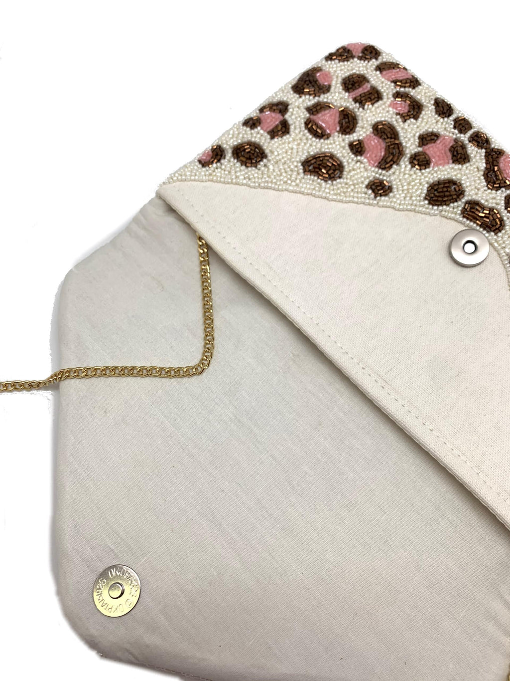 Pink Leopard Beaded Clutch