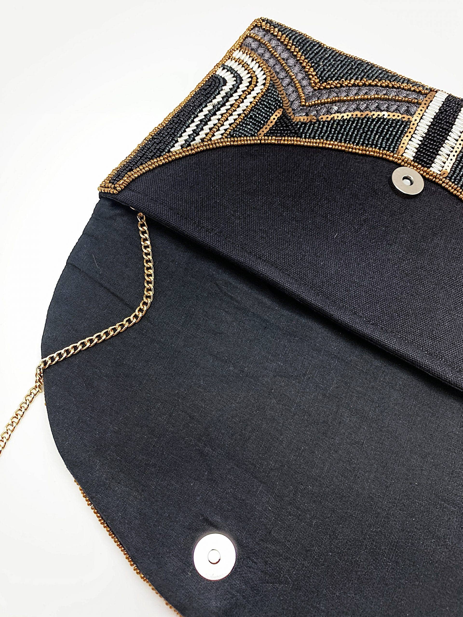 Hematite And Black Gatsby Beaded Clutch