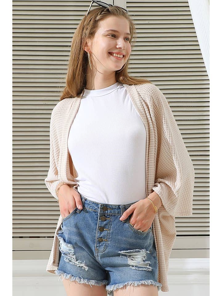 WAFFLE KNIT CARDIGAN