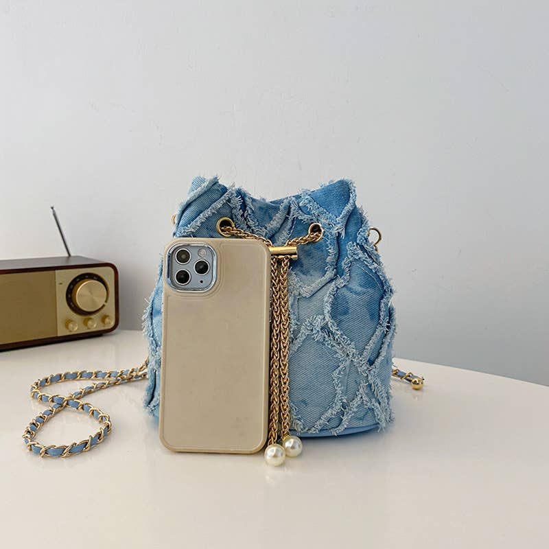 Denim bucket bag